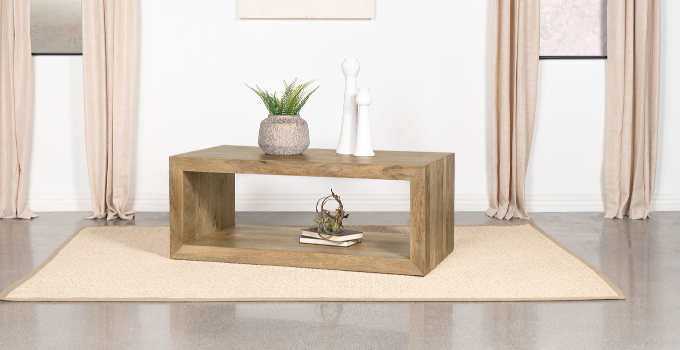 Benton Rectangular Solid Wood Coffee Table Natural - Orbit Furniture (Richmond,BC)