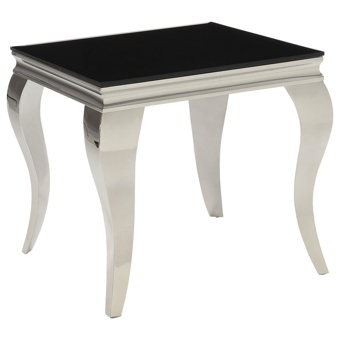 Luna Square End Table Chrome and Black - Orbit Furniture (Richmond,BC)
