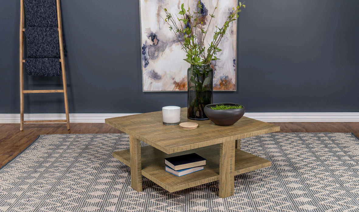 Dawn Square Engineered Wood Coffee Table With Shelf Mango - Orbit Furniture (Richmond,BC)