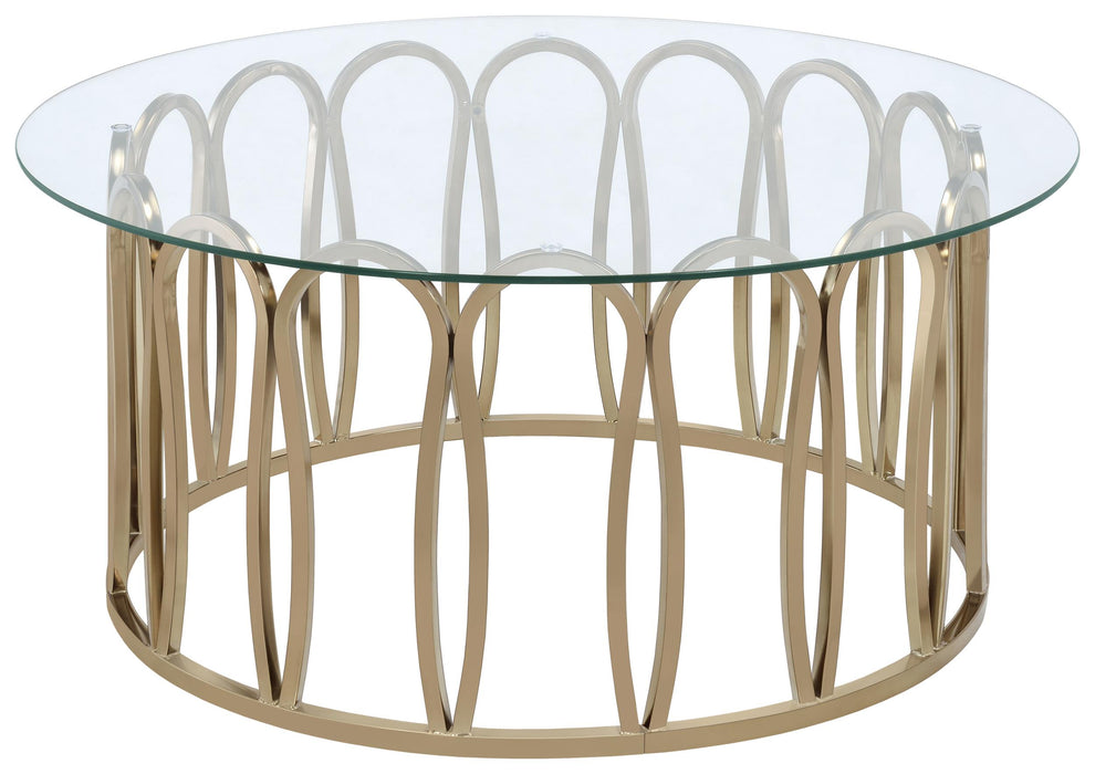 Monett Round Coffee Table Chocolate Chrome and Clear - Orbit Furniture (Richmond,BC)