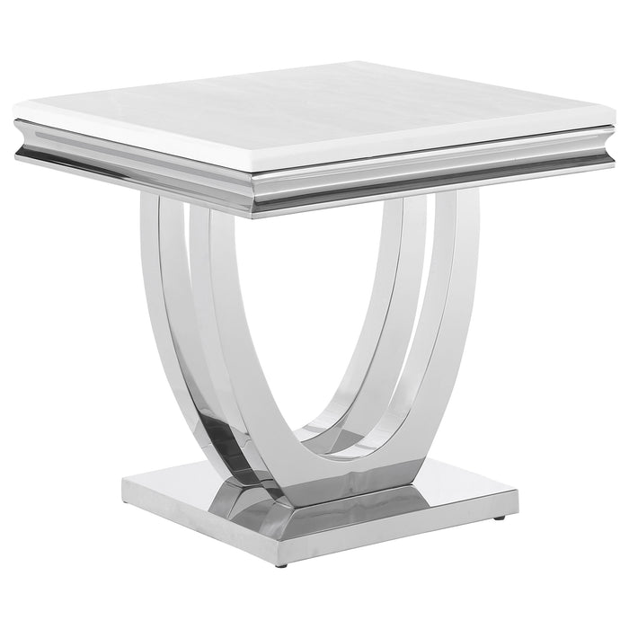 Kerwin U-base Square End Table White and Chrome - Orbit Furniture (Richmond,BC)