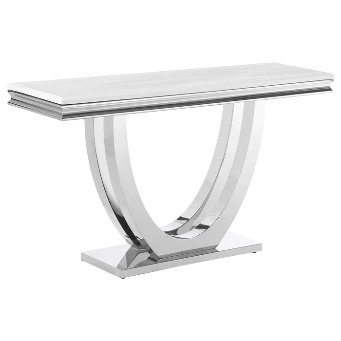 Kerwin U-base Rectangle Sofa Table White and Chrome - Orbit Furniture (Richmond,BC)