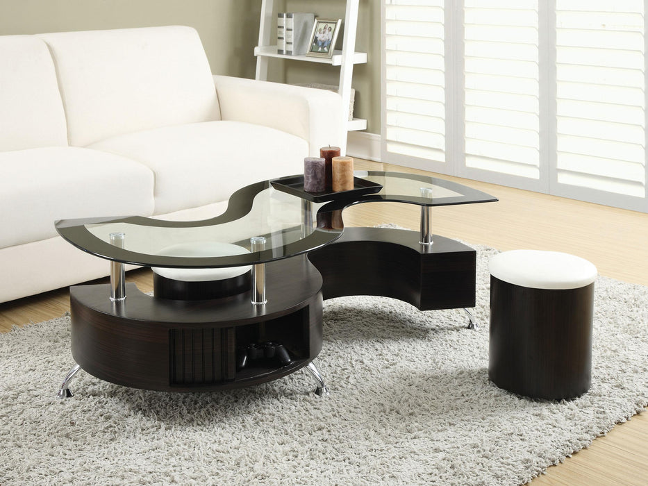 Buckley 3-piece Coffee Table and Stools Set Cappuccino - Orbit Furniture (Richmond,BC)
