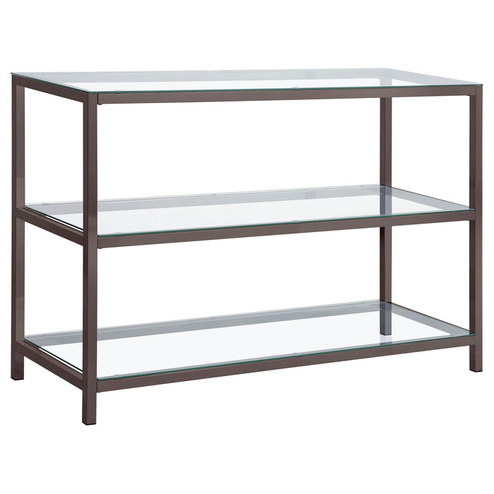 Trini Sofa Table with Glass Shelf Black Nickel - Orbit Furniture (Richmond,BC)