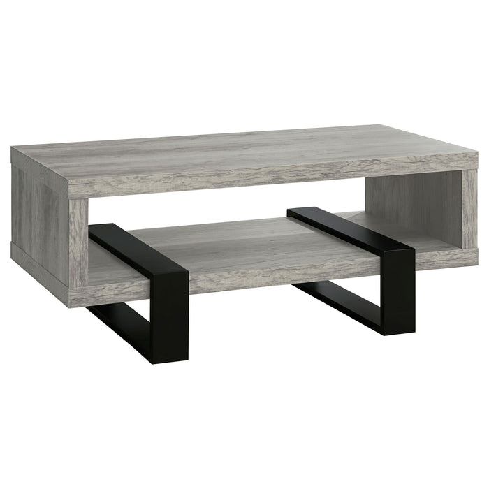 Dinard Coffee Table with Shelf Grey Driftwood - Orbit Furniture (Richmond,BC)