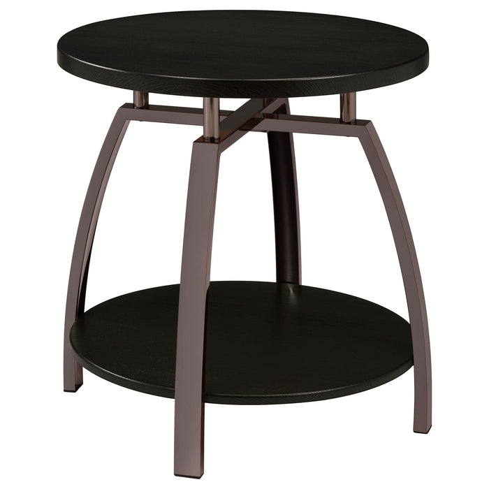 Dacre Round End Table Dark Grey and Black Nickel - Orbit Furniture (Richmond,BC)