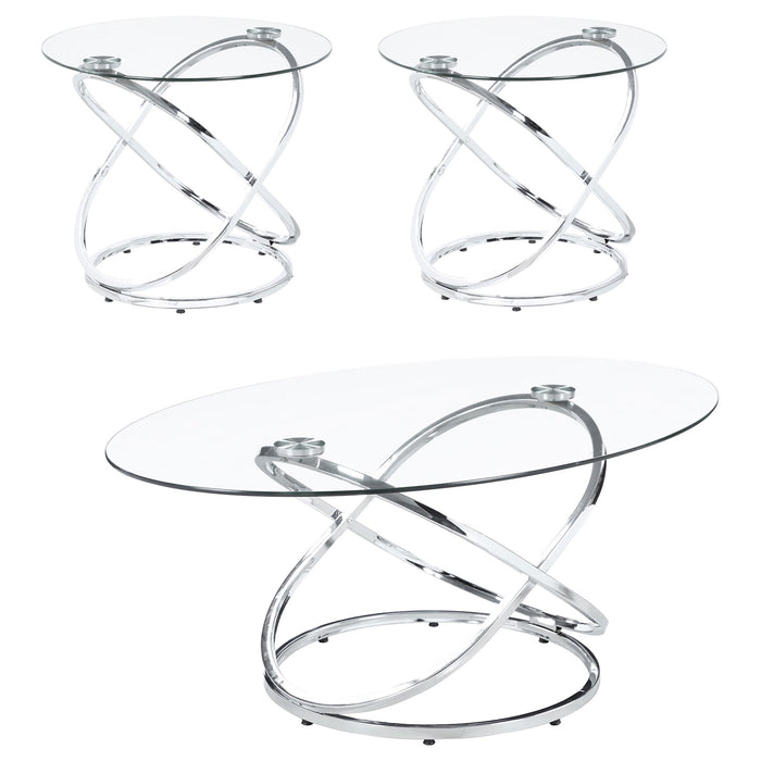 Warren 3-piece Occasional Set Chrome and Clear - Orbit Furniture (Richmond,BC)