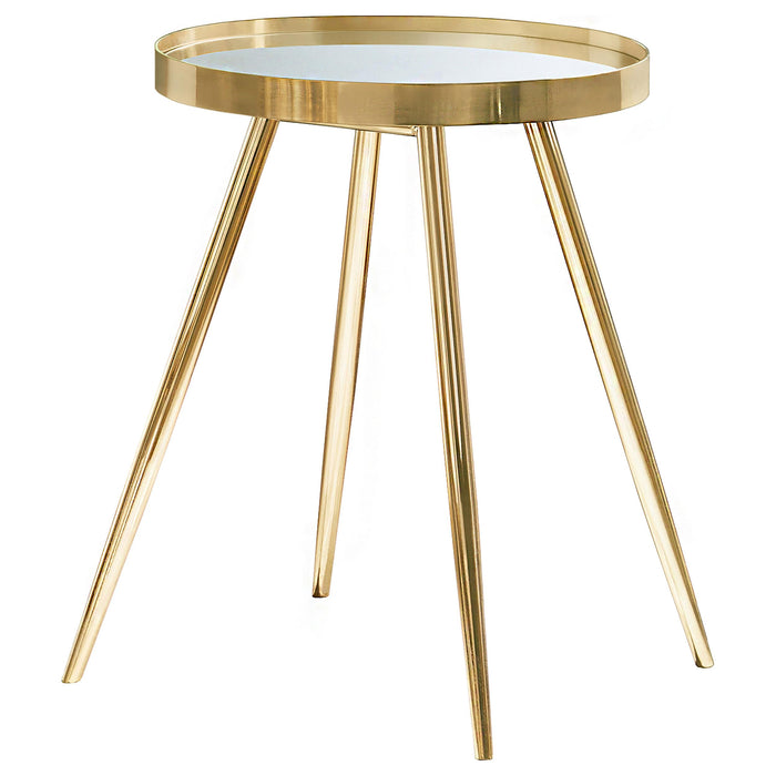Kaelyn Round Mirror Top End Table Gold - Orbit Furniture (Richmond,BC)