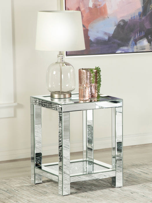 Valentina Square End Table with Glass Top Mirror - Orbit Furniture (Richmond,BC)