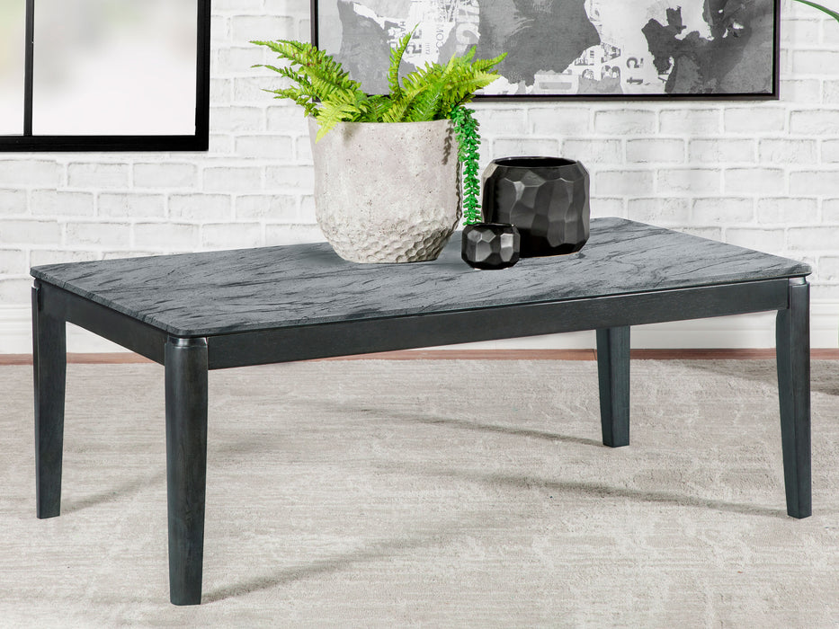 Mozzi Rectangular Coffee Table Faux Grey Marble and Black - Orbit Furniture (Richmond,BC)