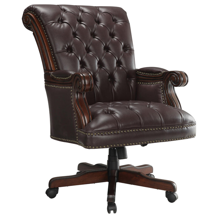 Calloway Tufted Adjustable Height Office Chair Dark Brown - Orbit Furniture (Richmond,BC)