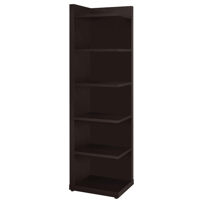Pinckard 6-tier Corner Bookcase Cappuccino - Orbit Furniture (Richmond,BC)