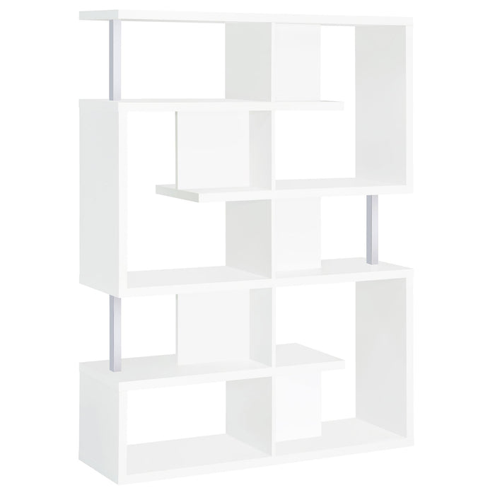 Hoover 5-tier Bookcase White and Chrome - Orbit Furniture (Richmond,BC)