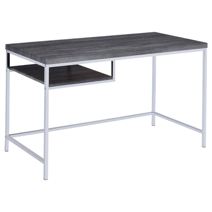 Kravitz Rectangular Writing Desk Weathered Grey and Chrome - Orbit Furniture (Richmond,BC)