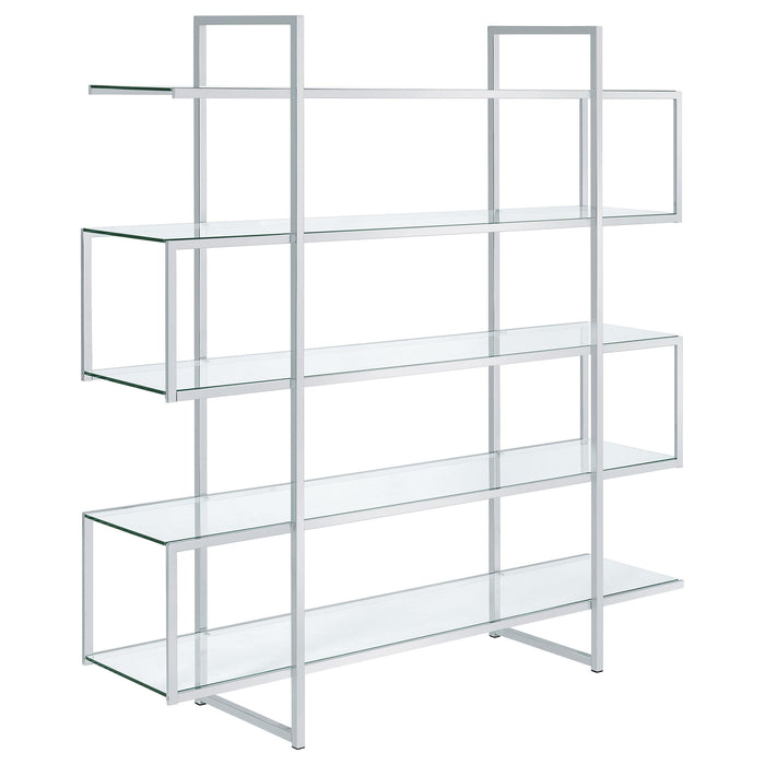 Elmer 5-shelf Bookcase Chrome and Clear - Orbit Furniture (Richmond,BC)