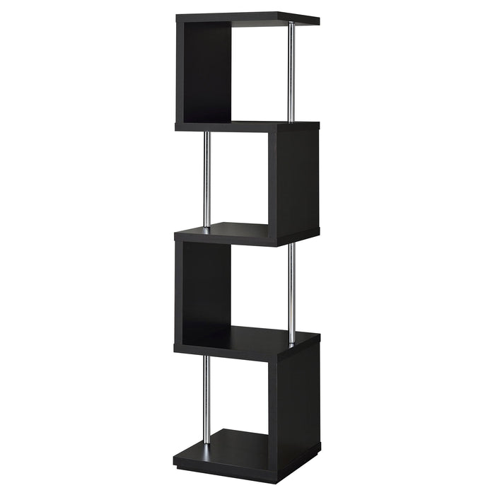 Baxter 4-shelf Bookcase Black and Chrome - Orbit Furniture (Richmond,BC)