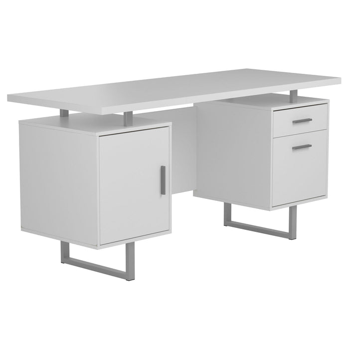 Lawtey Floating Top Office Desk White Gloss - Orbit Furniture (Richmond,BC)