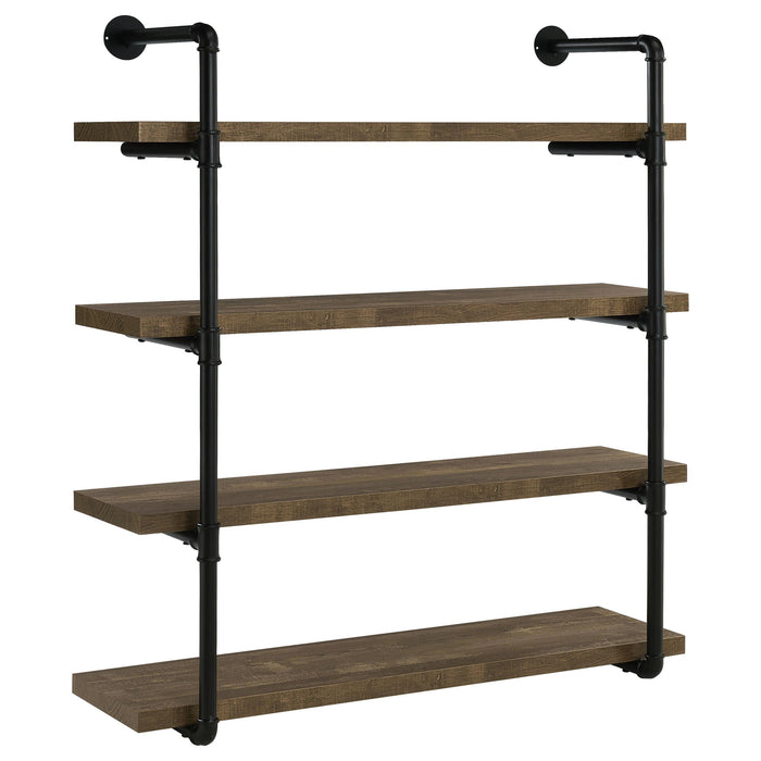 Elmcrest 40-inch Wall Shelf Black and Rustic Oak - Orbit Furniture (Richmond,BC)