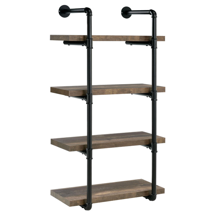 Elmcrest 24-inch Wall Shelf Black and Rustic Oak - Orbit Furniture (Richmond,BC)