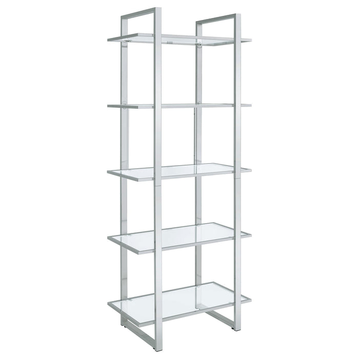 Hartford Glass Shelf Bookcase Chrome - Orbit Furniture (Richmond,BC)