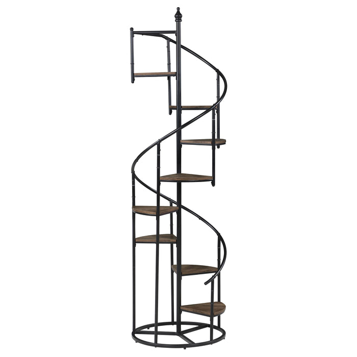 Roseglen 8-shelf Staircase Bookcase Rustic Brown and Black - Orbit Furniture (Richmond,BC)