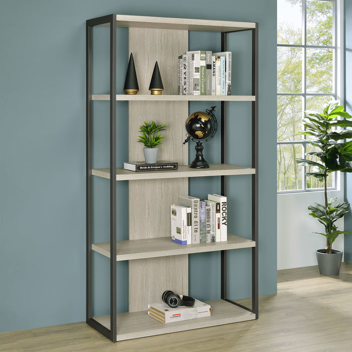 Loomis 4-shelf Bookcase Whitewashed Grey - Orbit Furniture (Richmond,BC)