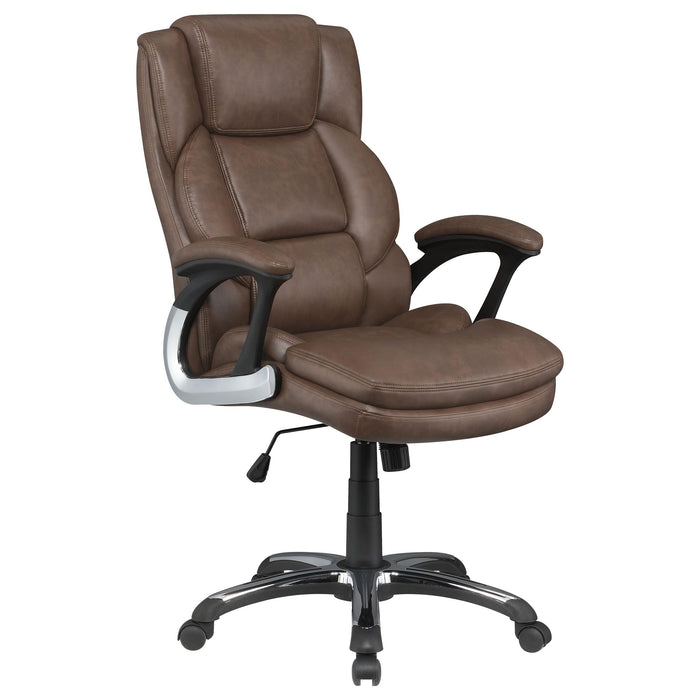 Nerris Adjustable Height Office Chair with Padded Arm Brown and Black - Orbit Furniture (Richmond,BC)