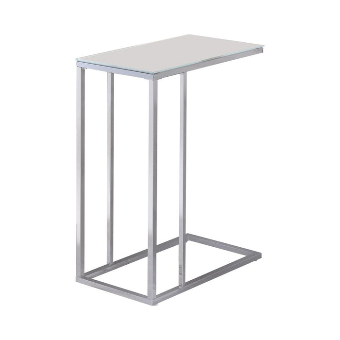Stella Glass Top Accent Table Chrome and White - Orbit Furniture (Richmond,BC)