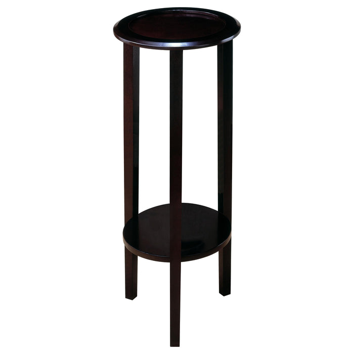 Kirk Round Accent Table with Bottom Shelf Espresso - Orbit Furniture (Richmond,BC)