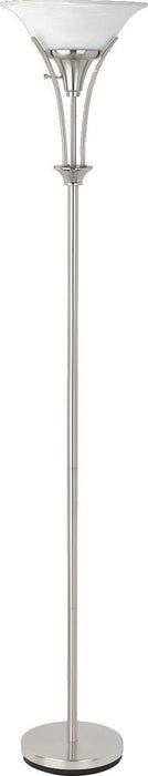 Archie Floor Lamp with Frosted Ribbed Shade Brushed Steel - Orbit Furniture (Richmond,BC)