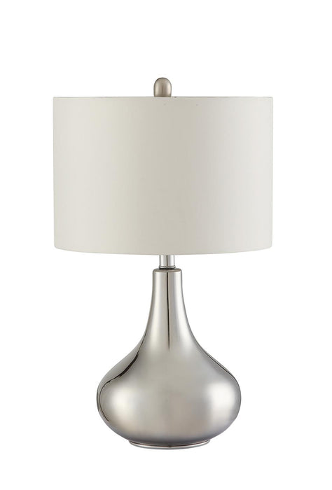 Junko Drum Shade Table Lamp Chrome and White - Orbit Furniture (Richmond,BC)