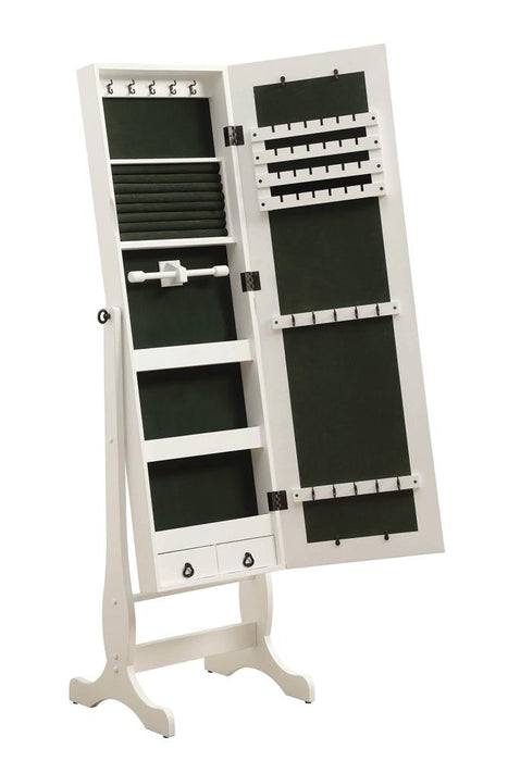 Batista Jewelry Cheval Mirror with Drawers White - Orbit Furniture (Richmond,BC)