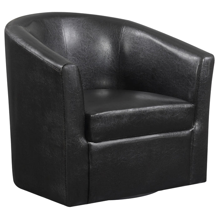 Turner Upholstery Sloped Arm Accent Swivel Chair Dark Brown - Orbit Furniture (Richmond,BC)
