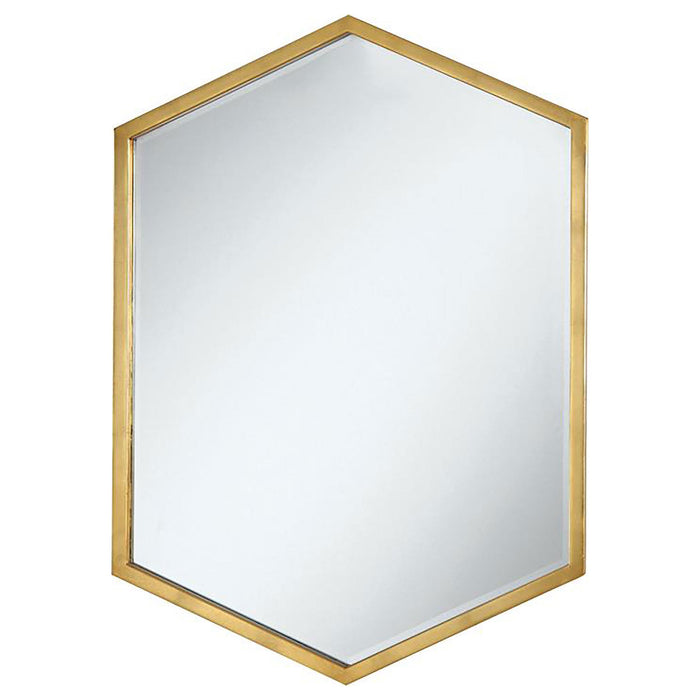 Bledel Hexagon Shaped Wall Mirror Gold - Orbit Furniture (Richmond,BC)