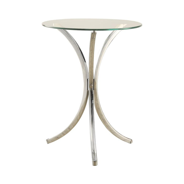 Eloise Round Accent Table with Curved Legs Chrome - Orbit Furniture (Richmond,BC)