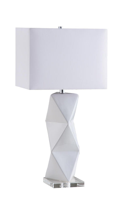 Camie Geometric Ceramic Base Table Lamp White - Orbit Furniture (Richmond,BC)