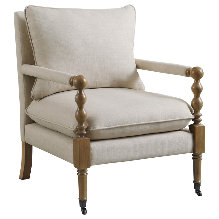 Dempsy Upholstered Accent Chair with Casters Beige - Orbit Furniture (Richmond,BC)