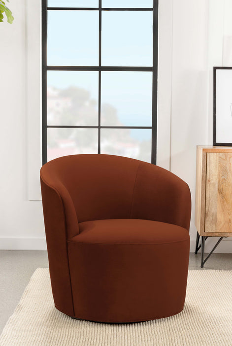 Joyce Sloped Arms Swivel Chair Burnt Orange - Orbit Furniture (Richmond,BC)