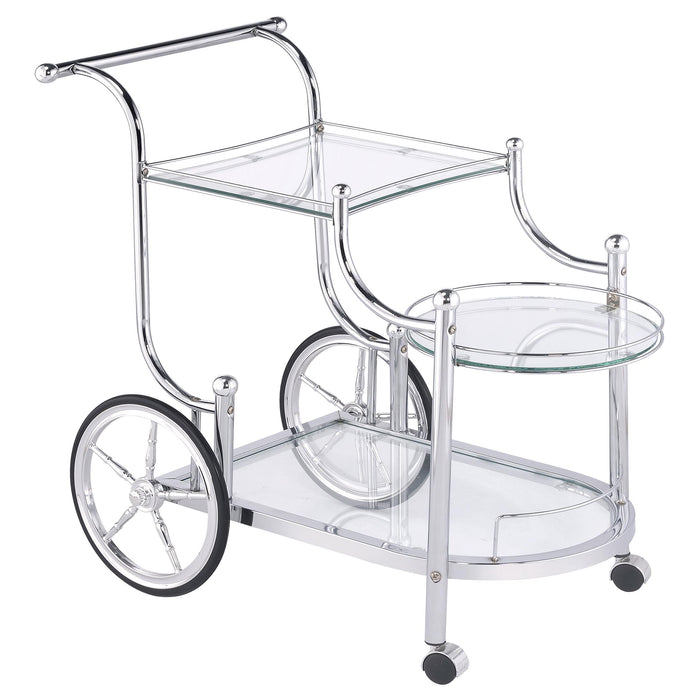 Sarandon 3-tier Serving Cart Chrome and Clear - Orbit Furniture (Richmond,BC)