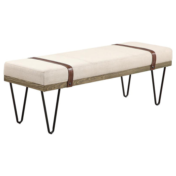 Austin Upholstered Bench Beige and Black - Orbit Furniture (Richmond,BC)