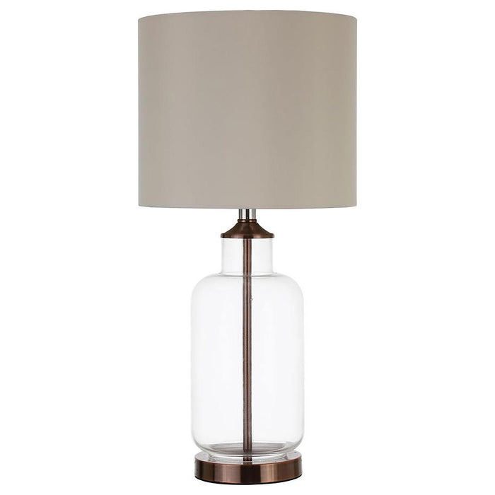 Aisha Drum Shade Table Lamp Creamy Beige and Clear - Orbit Furniture (Richmond,BC)