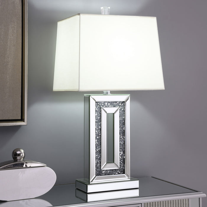 Ayelet Table Lamp with Square Shade White and Mirror - Orbit Furniture (Richmond,BC)