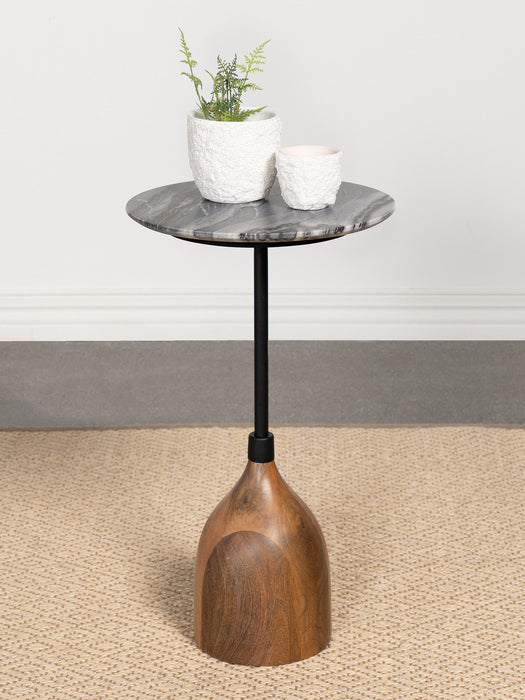 Ophelia Round Marble Top Side Table Black - Orbit Furniture (Richmond,BC)