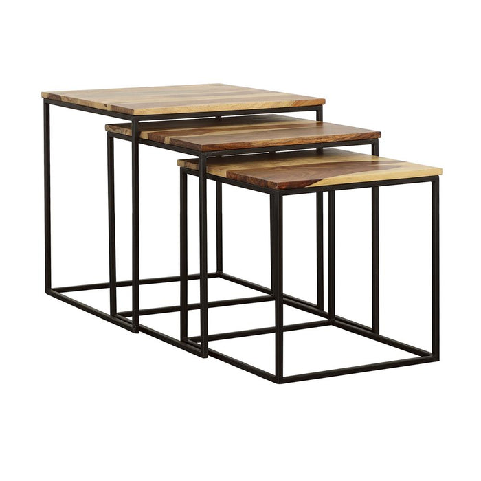 Belcourt 3-piece Square Nesting Tables Natural and Black - Orbit Furniture (Richmond,BC)