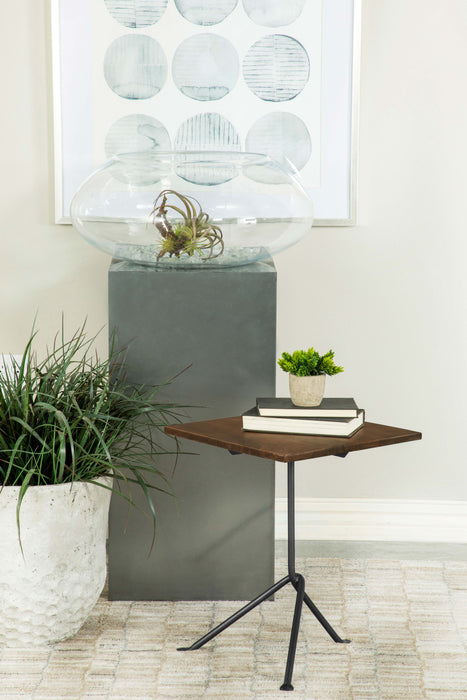 Heitor Square Accent Table with Tripod Legs Dark Brown and Gunmetal - Orbit Furniture (Richmond,BC)