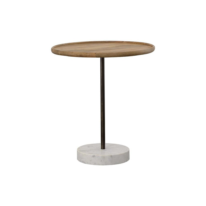 Ginevra Round Wooden Top Accent Table Natural and White - Orbit Furniture (Richmond,BC)