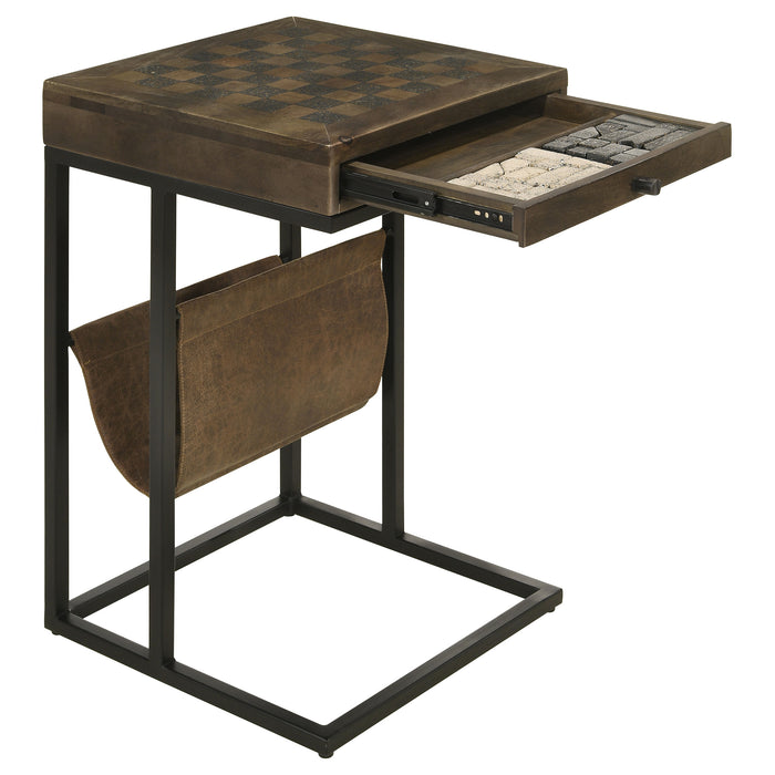 Chessie 1-drawer Square Side Table With Leatherette Sling Tobacco and Black - Orbit Furniture (Richmond,BC)