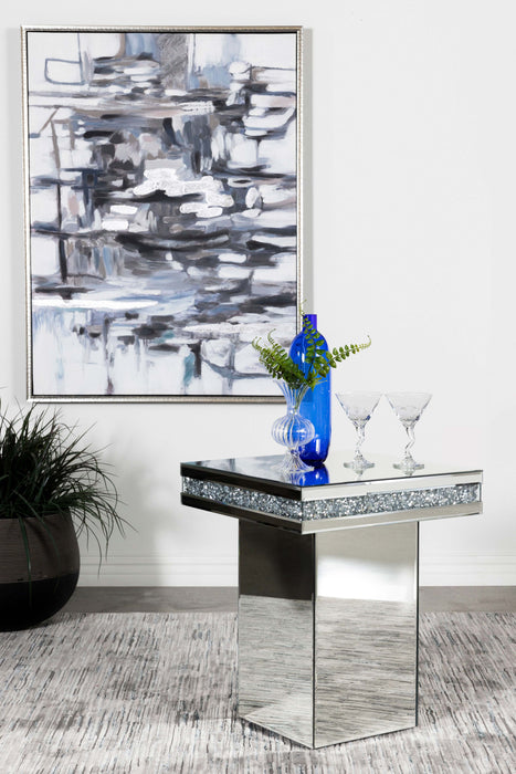 Elora Pedestal Square Top Accent Table Mirror - Orbit Furniture (Richmond,BC)