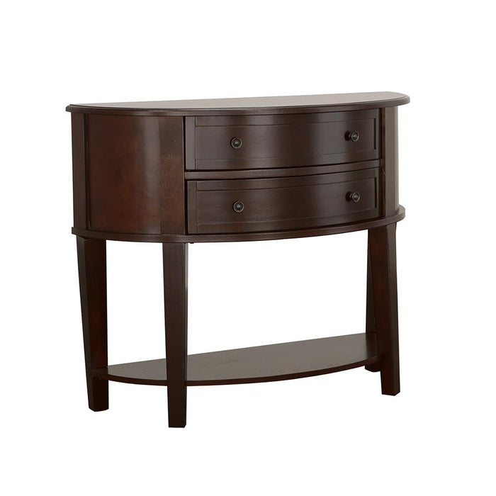 Diane 2-drawer Demilune Shape Console Table Cappuccino - Orbit Furniture (Richmond,BC)