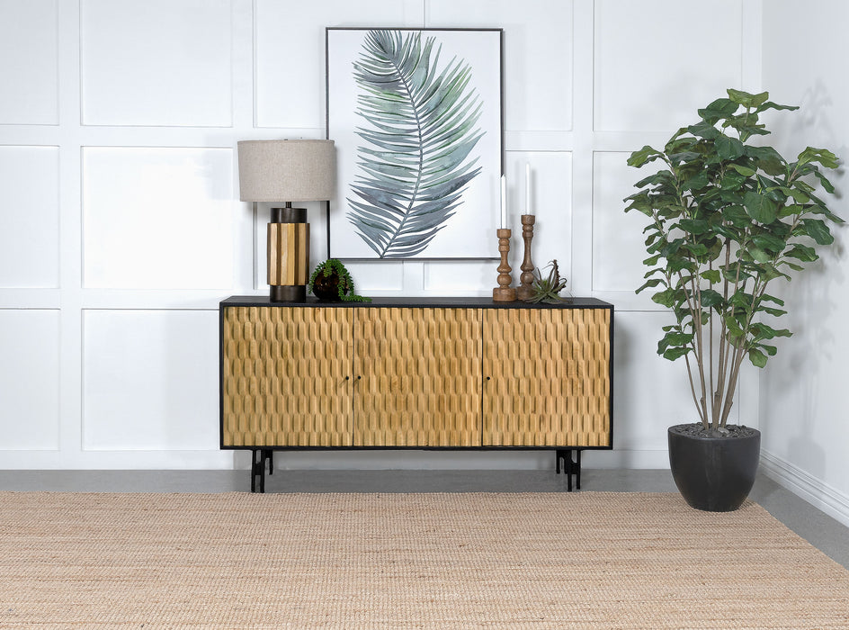 Aminah 3-door Wooden Accent Cabinet Natural and Black - Orbit Furniture (Richmond,BC)